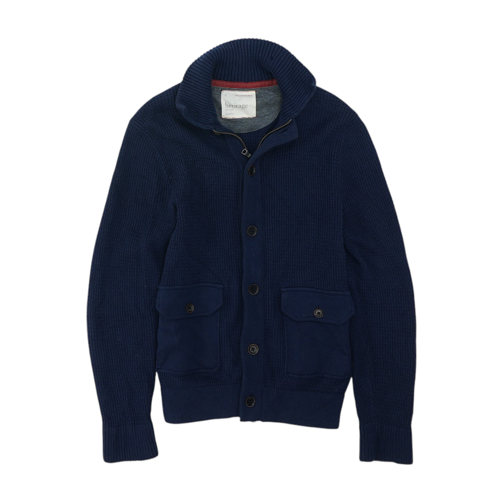 Navy Solid Cardigan Sweater