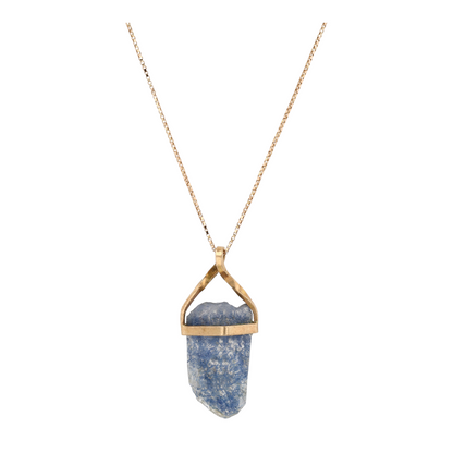 14K Yellow Gold Quartz Pendant Necklace