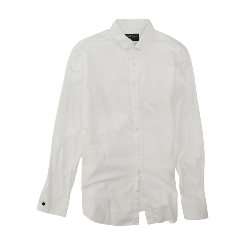 White Solid Long Sleeve Button Down