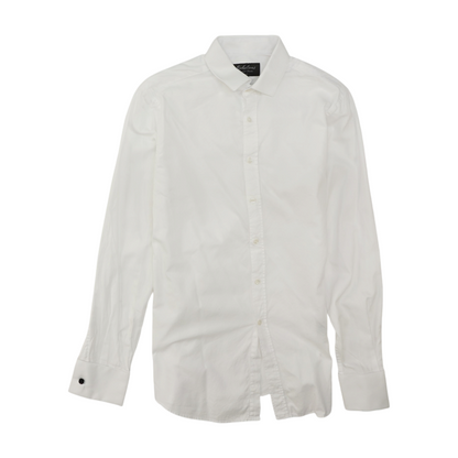 White Solid Long Sleeve Button Down