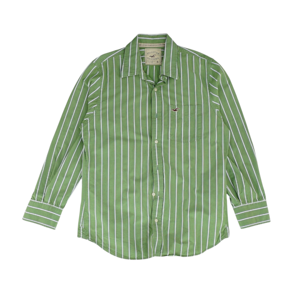 Green Striped Long Sleeve Button Down