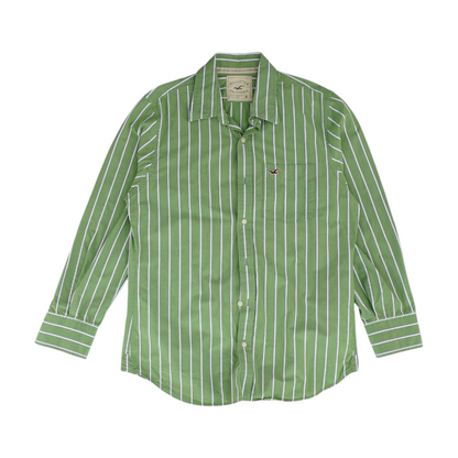 Green Striped Long Sleeve Button Down