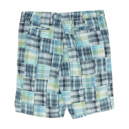 Blue Plaid Chino Shorts