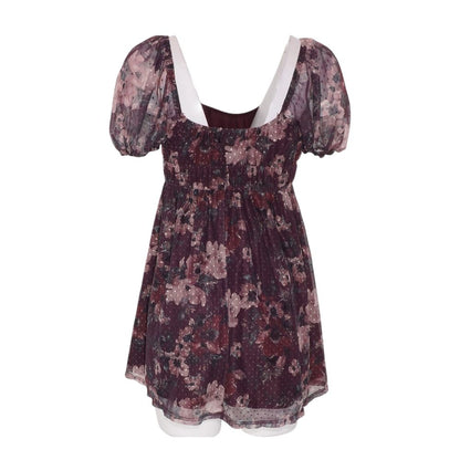 Burgundy Floral Mini Dress