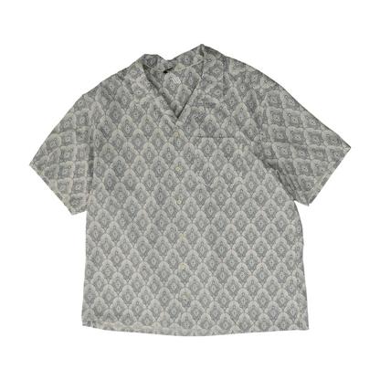 Beige Abstract Short Sleeve Button Down
