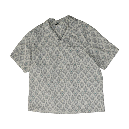 Beige Abstract Short Sleeve Button Down