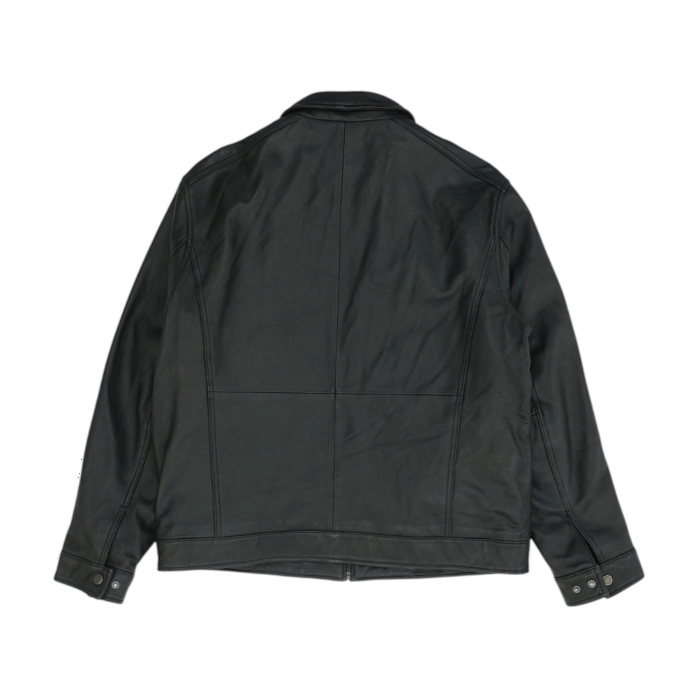 Black Solid Leather Jacket