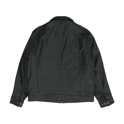 Black Solid Leather Jacket