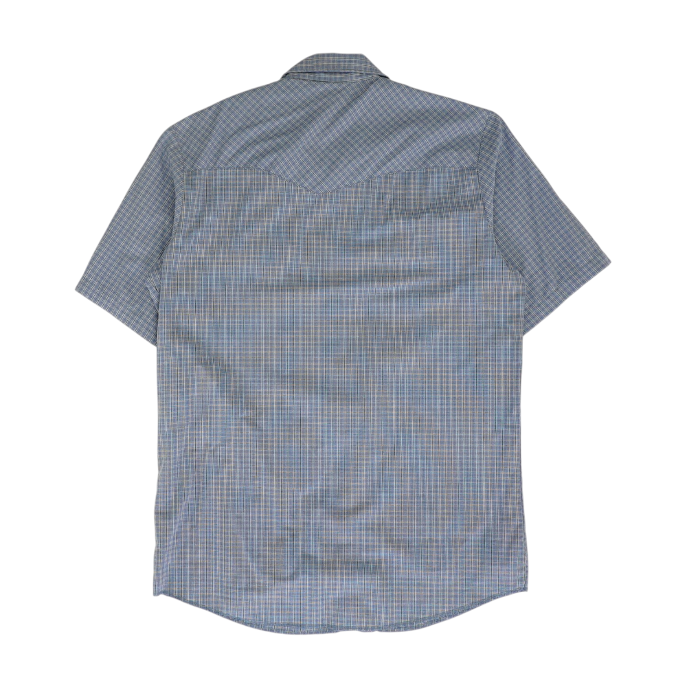 Blue Tall Plaid Short Sleeve Button Down