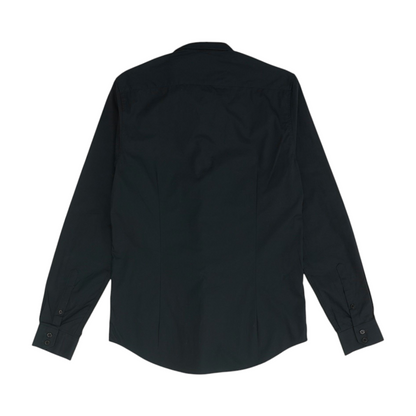 Black Solid Long Sleeve Button Down