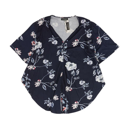 Navy Floral Knit Top