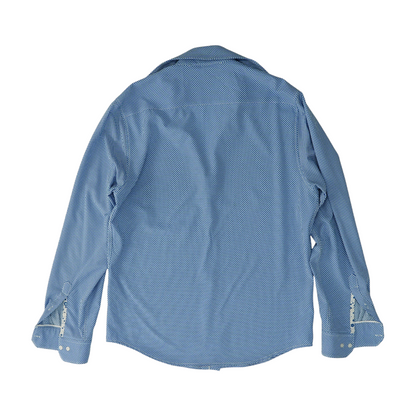 Blue Abstract Long Sleeve Button Down