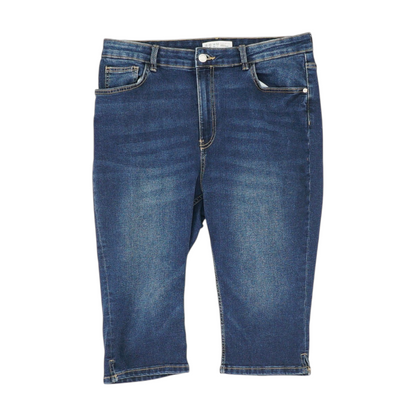 Navy Solid Denim Capris