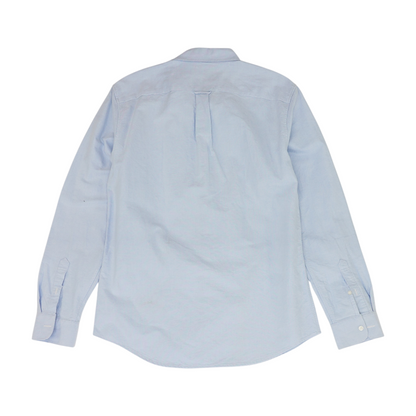 Blue Solid Long Sleeve Button Down