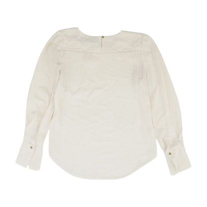 Beige Striped Long Sleeve Blouse