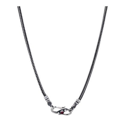 18K Sterling Silver Onyx Pendant Necklace