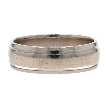 14K White Gold Beveled Edge Band