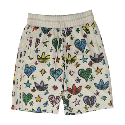 White Graphic Active Shorts