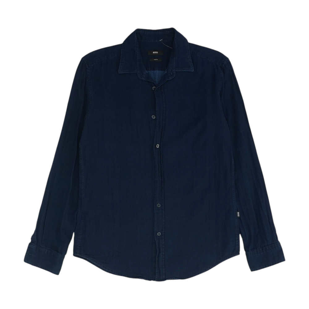 Navy Solid Long Sleeve Button Down