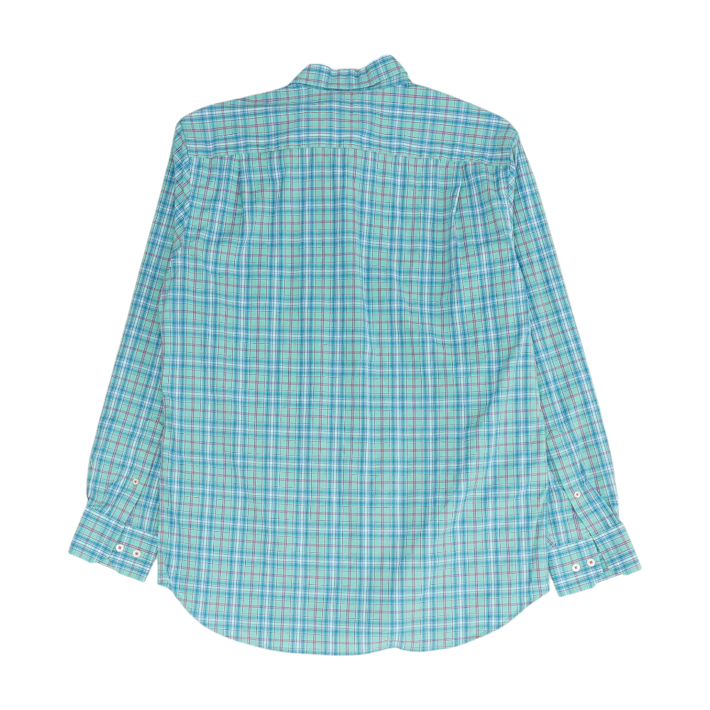 Green Plaid Long Sleeve Button Down