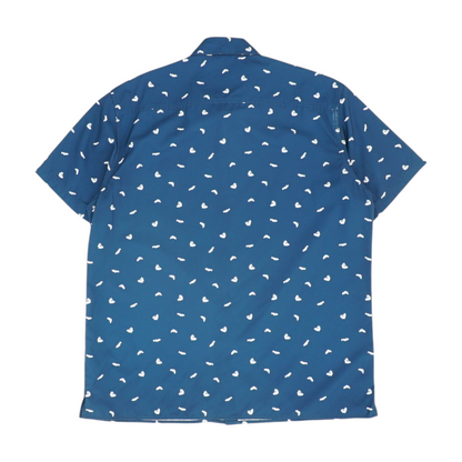 Navy Print Short Sleeve Button Down