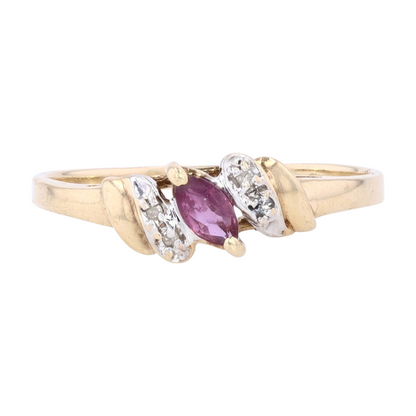 10K Yellow Gold Pink Stone Fashion Ring