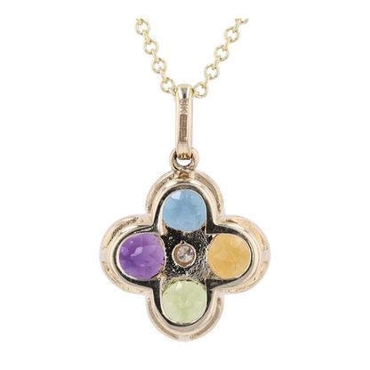 14K Yellow Gold Sapphire Pendant Necklace