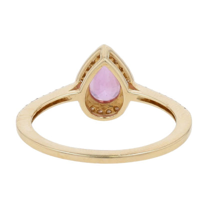 3/4 Ct And 1/10 Ct 14K Gold Pear Pink Sapphire With Diamond Shank Promise Ring