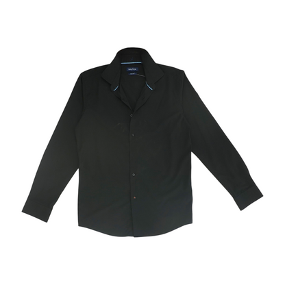 Black Solid Long Sleeve Button Down