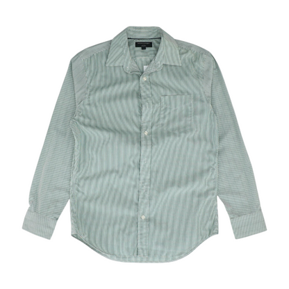 Green Striped Long Sleeve Button Down