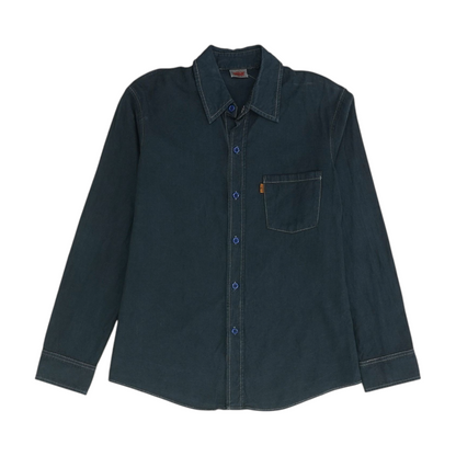 Navy Solid Long Sleeve Button Down