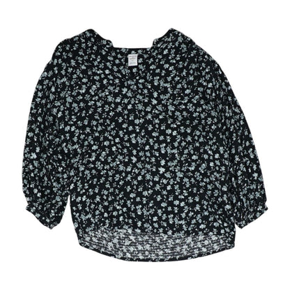 Black Floral V Neck T-Shirt