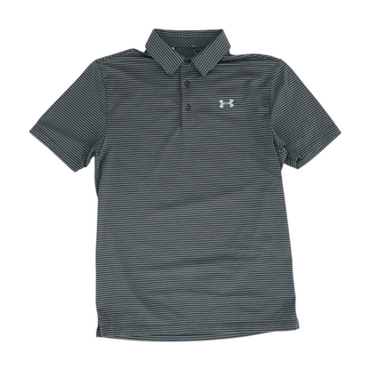Gray Striped Short Sleeve Polo