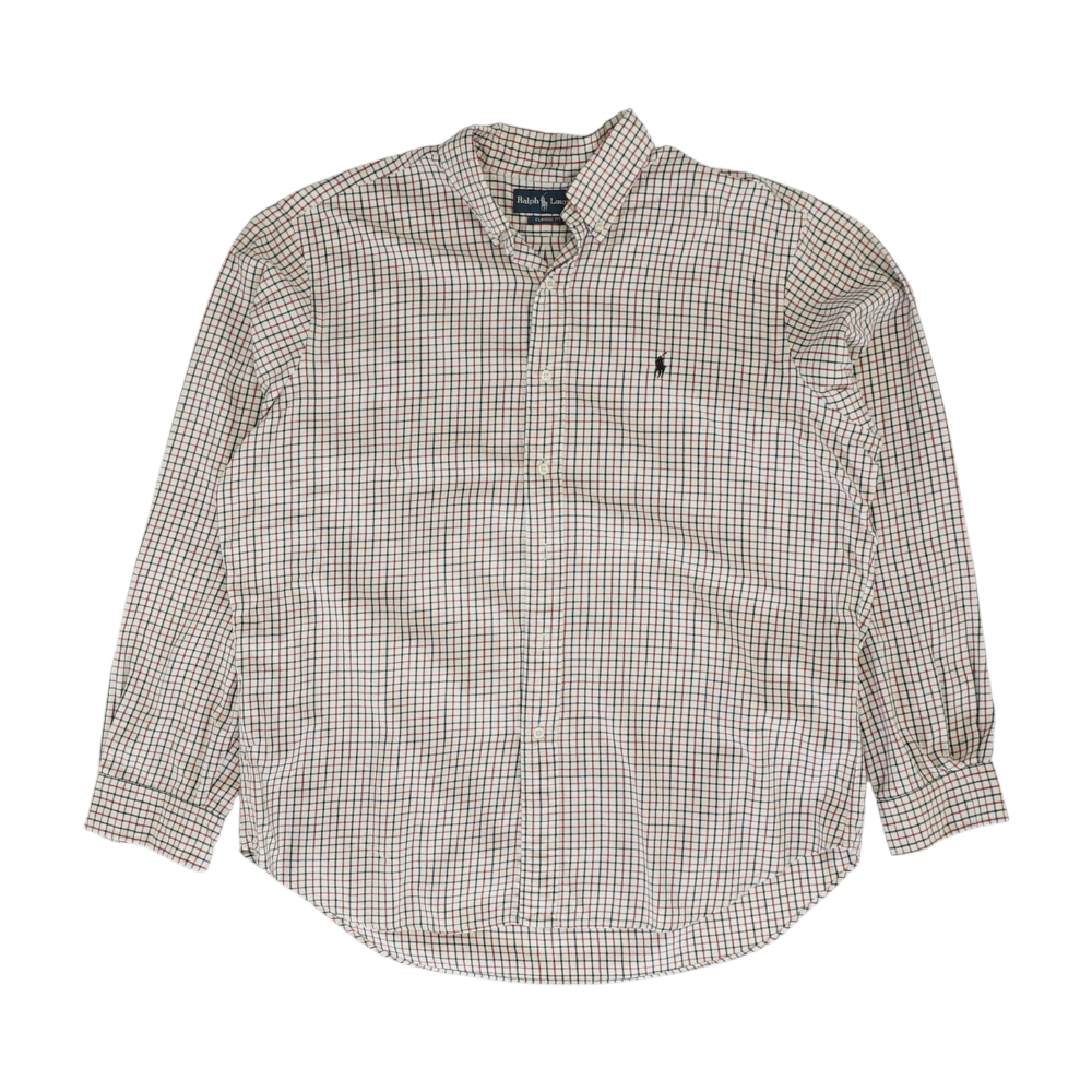 Beige Check Long Sleeve Button Down