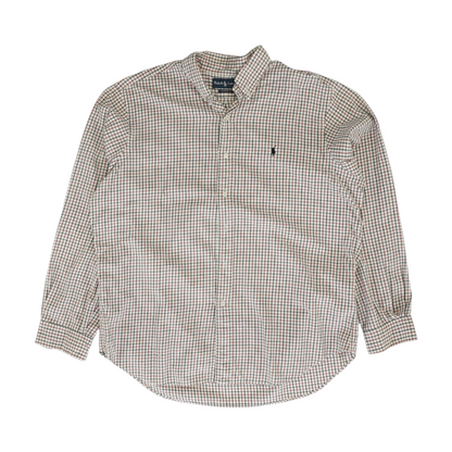 Beige Check Long Sleeve Button Down