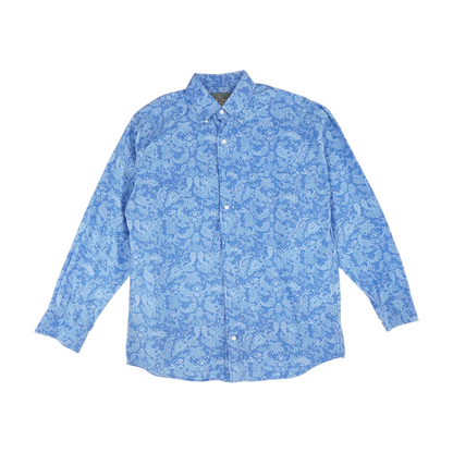 Blue Paisley Long Sleeve Button Down