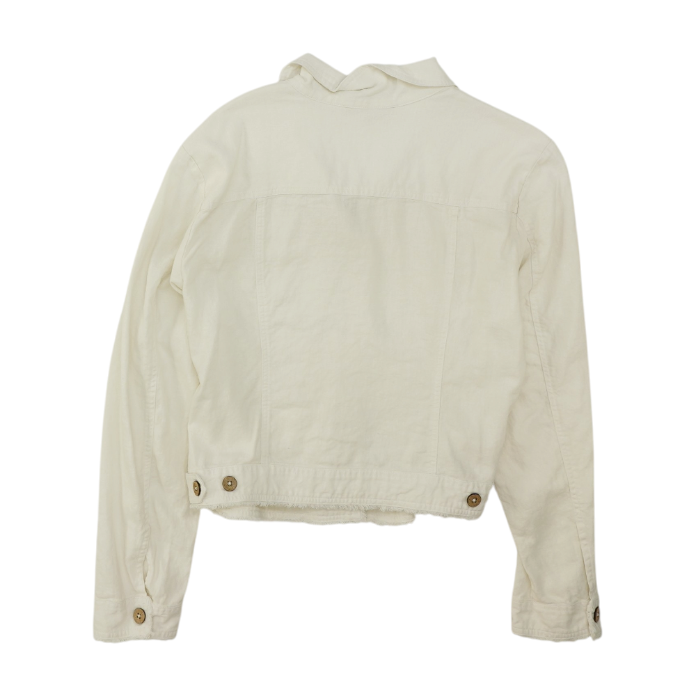 White Solid Denim Jacket