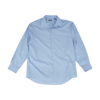 Blue Solid Long Sleeve Button Down