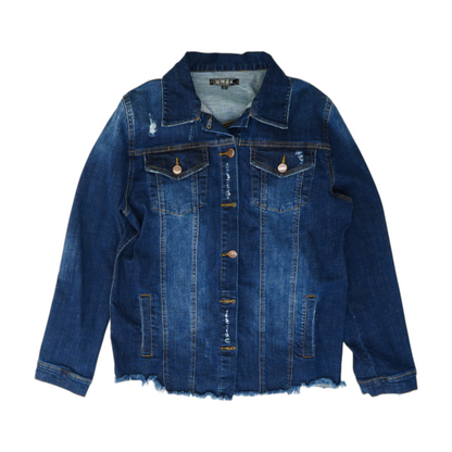 Blue Solid Denim Jacket