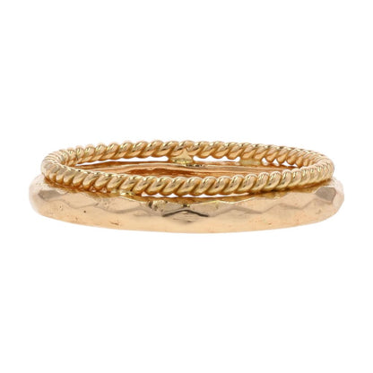 14K Gold Faceted And Rope Style Band