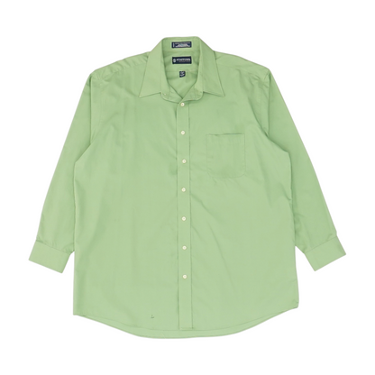 Green Solid Long Sleeve Button Down