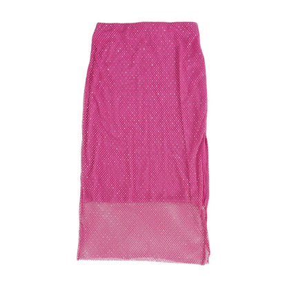 Pink Solid Midi Skirt