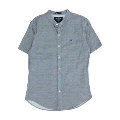 Navy Geometric Short Sleeve Button Down