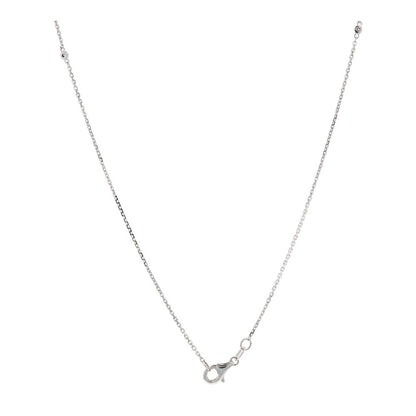 14K White Gold Stationed Round Diamond And Flower Cluster Pendant Necklace