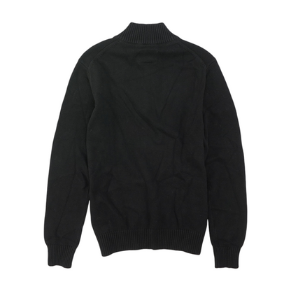 Black Solid 1/4 Zip Sweater