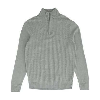 Gray Solid 1/4 Zip Sweater