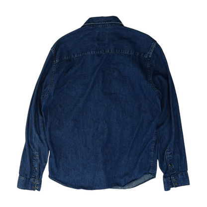 Blue Solid Flannel Button Down
