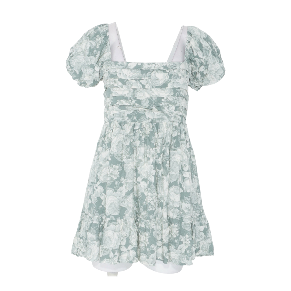 Green Floral Mini Dress