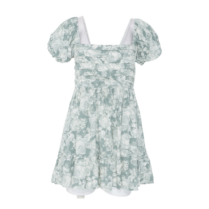 Green Floral Mini Dress