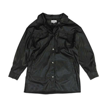 Black Faux Leather Coat